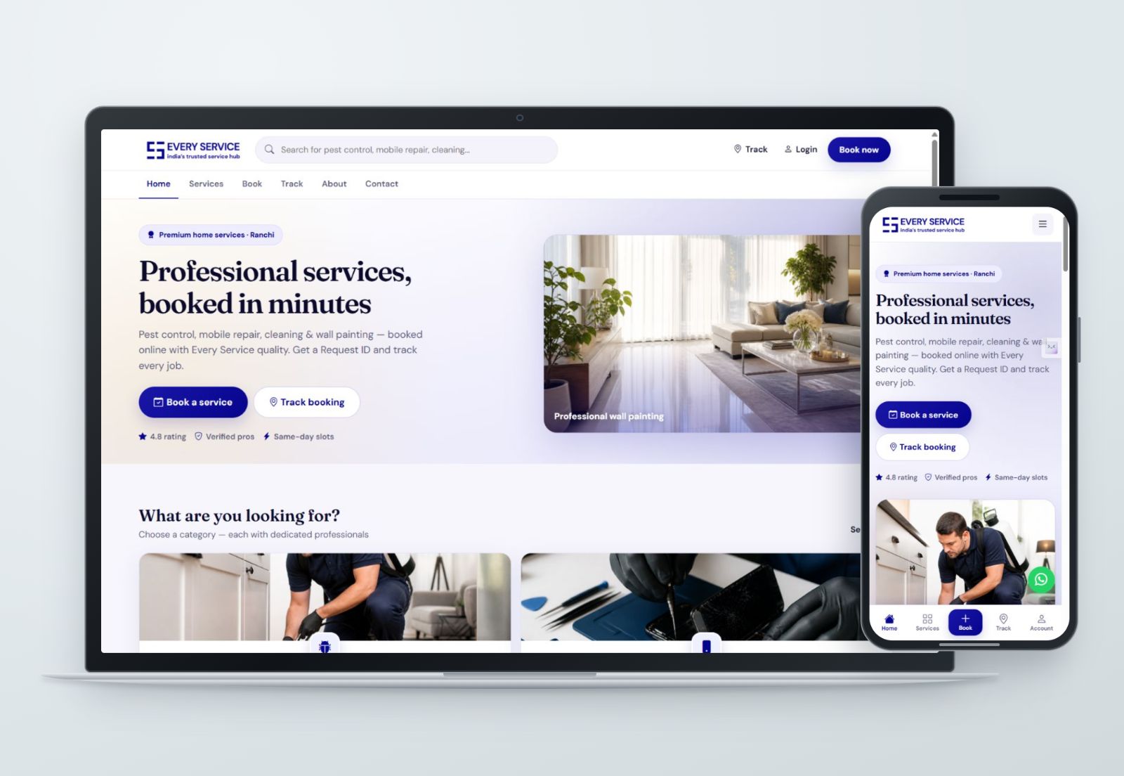 Every Service website shown on a laptop and phone