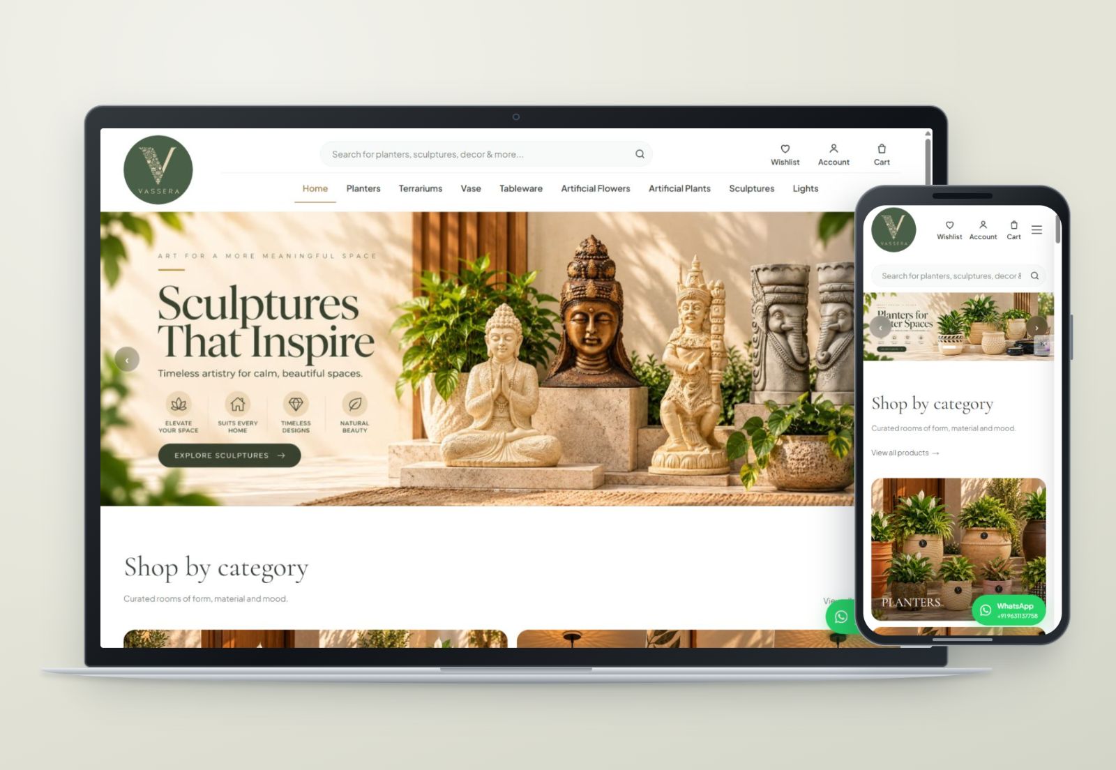 Studio Vassera real website on laptop and phone